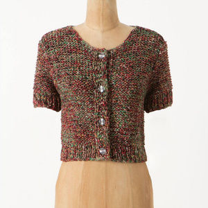 Anthropologie Cropped Sweater Top Melded Stitches Cardigan By Cluny, size M